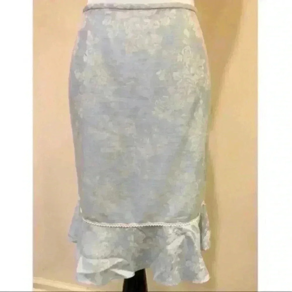 Isabel Nina Skirt 8 Slub Floral Trumpet 55% Linen - Picture 3 of 10